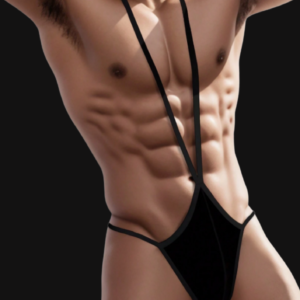 Jockstrap Noir Classique – Ceinture Large Satinée & Dos Ouvert